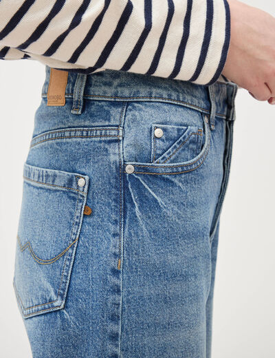 Jeans large taille haute denim stone femme