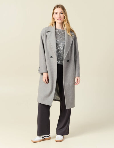 Manteau oversize long gris femme