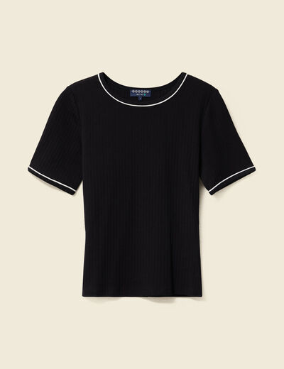 T-shirt ajusté court manches courtes noir femme