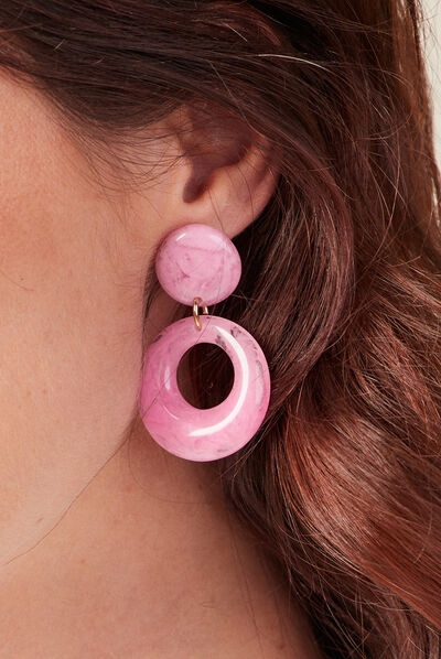 Boucles d'oreilles pendantes rose fushia femme