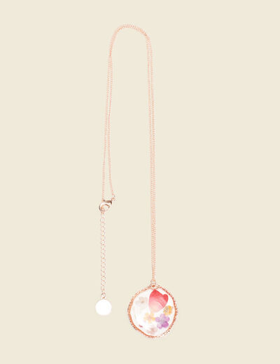 Collier pendentif résine couleur or femme