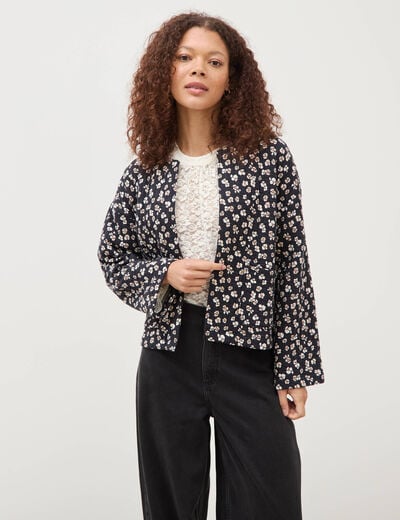 Gilet matelass&eacute; col rond noir femme