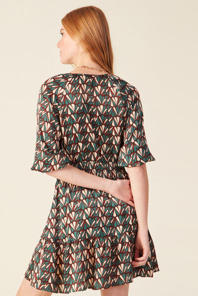 Robe évasée satinée noir femme