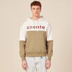 Sweat &agrave; capuche manches longues taupe homme
