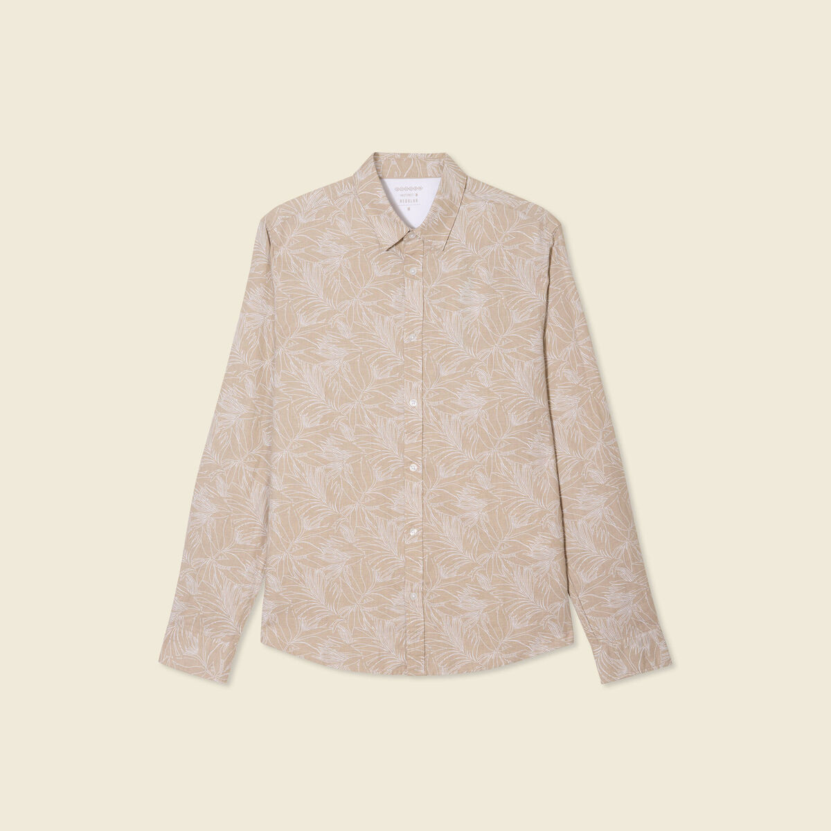 Chemise manches longues beige homme