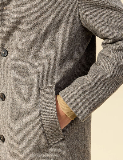 Manteau droit long col classique beige homme