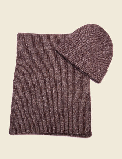 Ensemble écharpe et bonnet gris foncé homme
