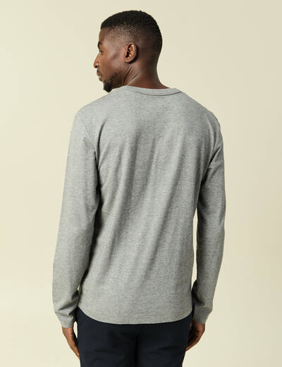 T-shirt en coton manches longues gris homme