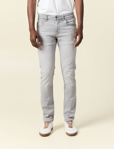 Jeans slim 5 poches denim snow gris homme