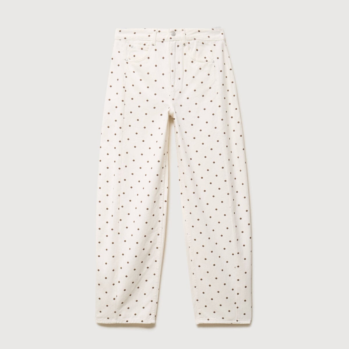 Jeans taille haute bas resserr&eacute; ecru femme