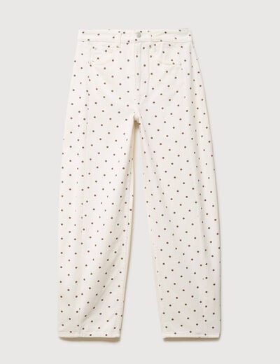 Jeans taille haute bas resserr&eacute; ecru femme