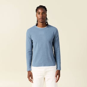 t shirt manches longues bleu gris homme T-shirt manches longues bleu gris homme