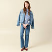 Chemise vichy manches longues en coton bleu marine femme
