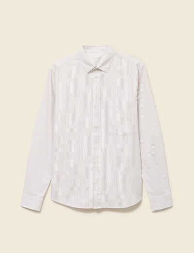Chemise en coton manches longues beige homme