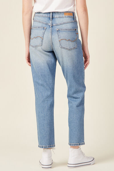 Jeans straight 5 poches denim used femme