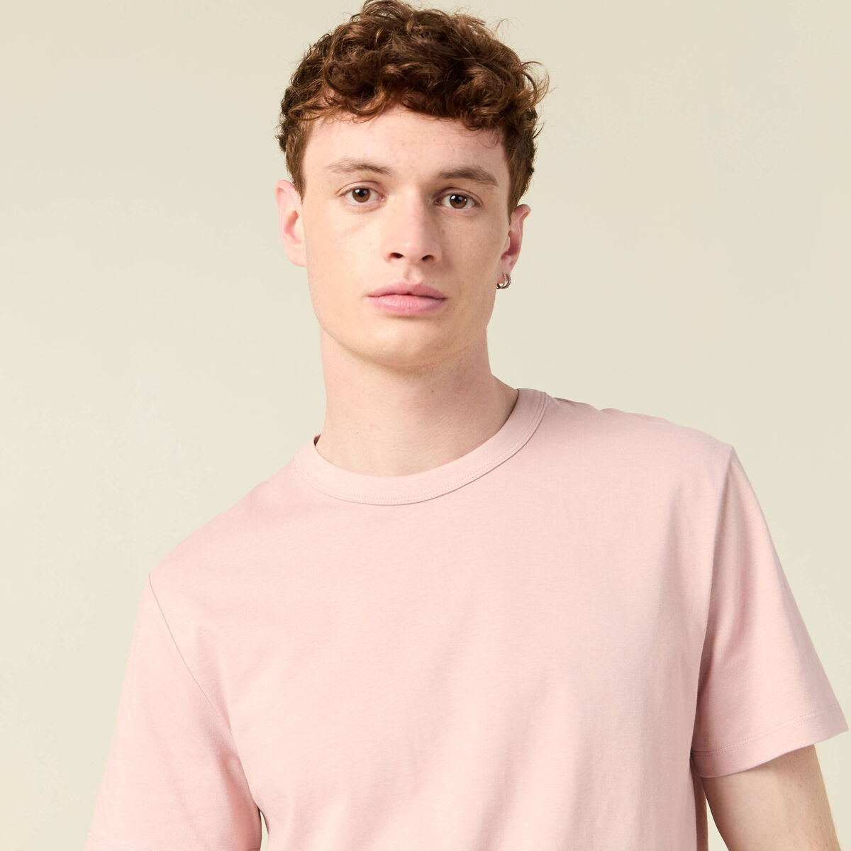 T-shirt éco-responsable rose pastel homme