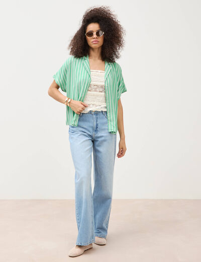 Chemise manches 3/4 vert menthe femme