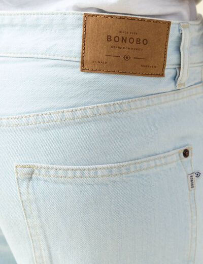 Jeans relax 5 poches denim bleach homme