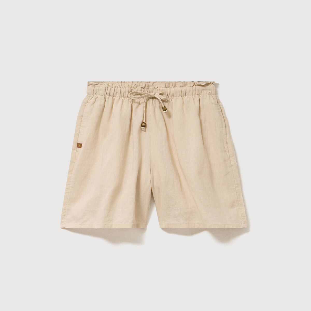 Short taille haute creme femme