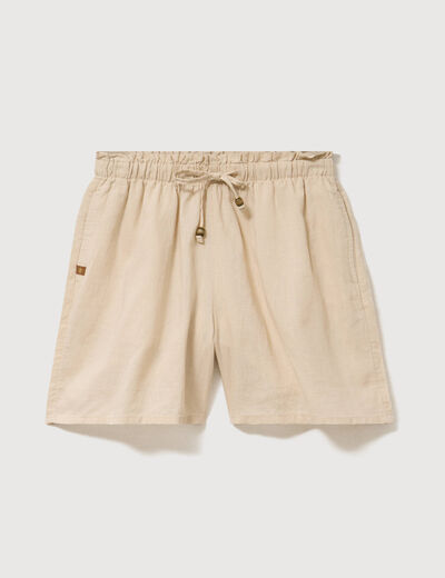 Short taille haute creme femme