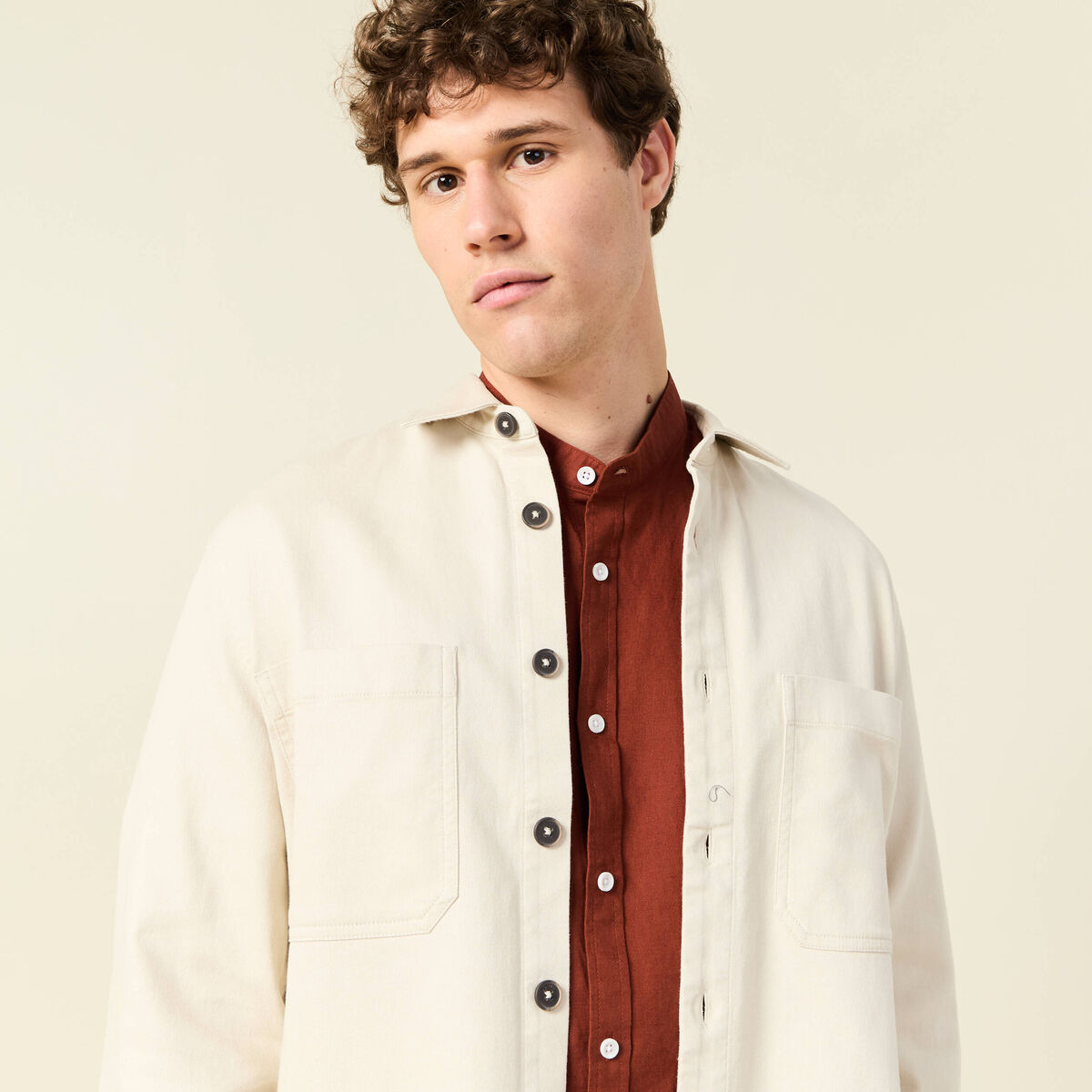 Surchemise manches longues sable homme