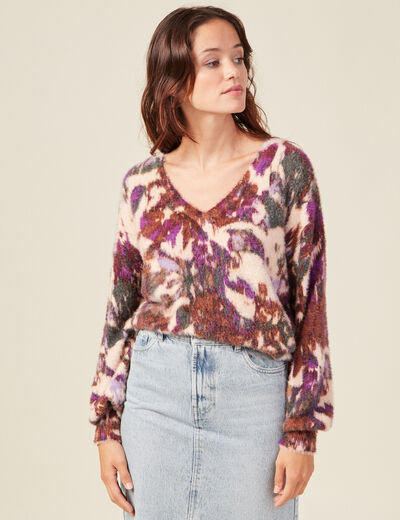 Pull manches longues violet femme