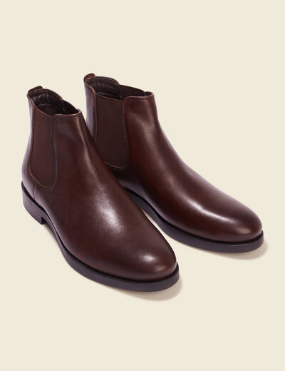 Bottines chelsea en cuir marron foncé homme