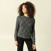 Pull manches longues &agrave; sequins gris fonc&eacute; femme
