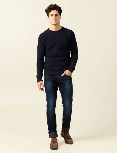 Pull manches longues fabriqué en France bleu marine homme