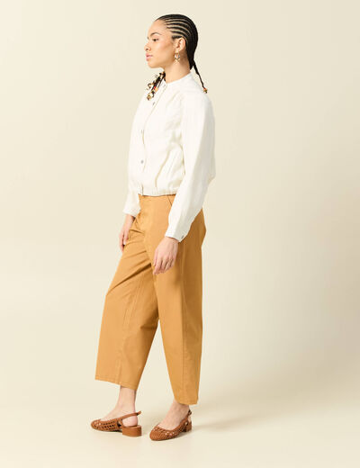 Veste effet bomber boutonn&eacute;e creme femme