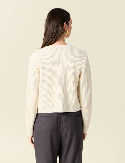 Gilet manches longues creme femme