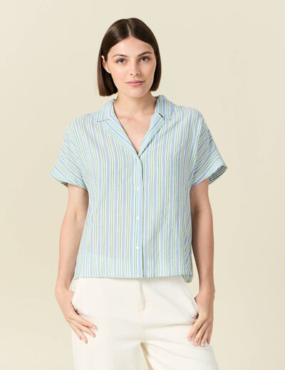Chemise manches courtes bleu femme