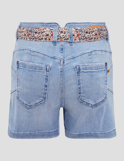 Short droit éco-responsable denim bleach femme