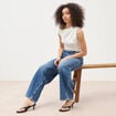 Jeans loose en coton denim used femme