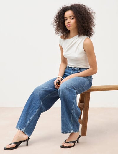 Jeans loose en coton denim used femme