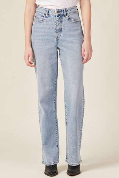 Jeans jambe large denim snow bleu femme