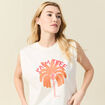 T-shirt sans manches ivoire femme