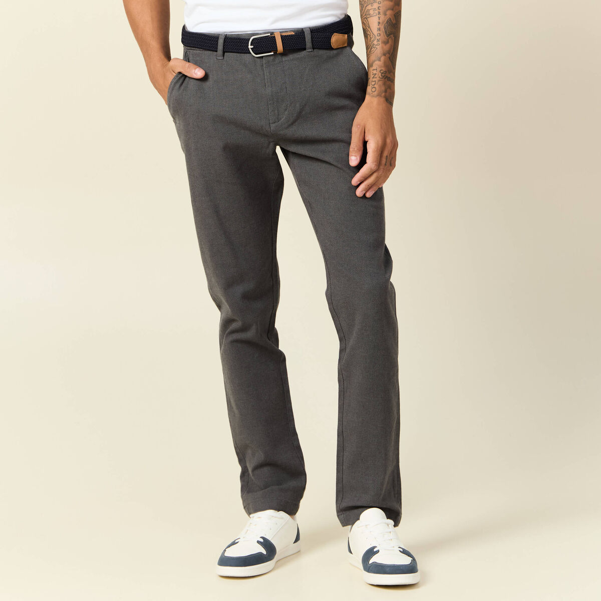 Pantalon chino straight gris foncé homme