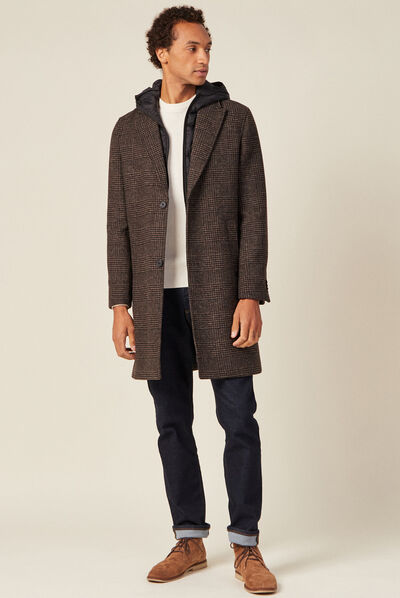 Manteau avec capuche amovible noir homme