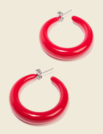 Boucles d'oreilles créoles rouge femme