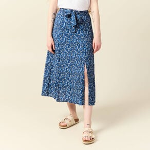 jupe longue evasee bleu femme Jupe longue évasée bleu femme