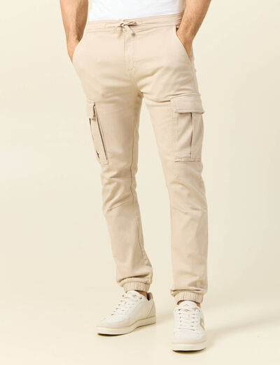 Pantalon battle bas resserré beige homme
