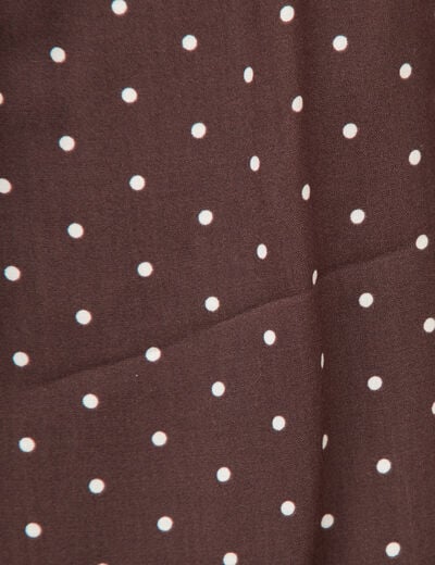 Blouse droite manches longues marron fonc&eacute; femme