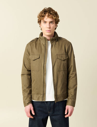 Veste col montant manches longues taupe homme