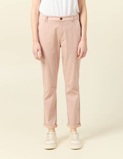 Pantalon chino cigarette rose clair femme