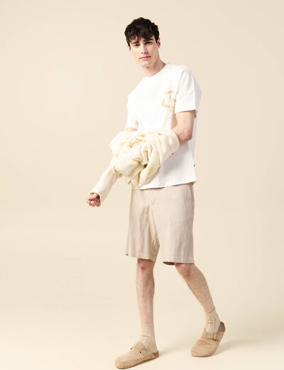 T-shirt manches courtes ecru homme