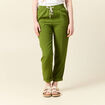Pantalon carotte fluide vert olive femme