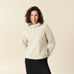 Sweat &agrave; capuche manches longues brillant gris femme