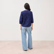 Chemise en coton manches 3/4 bleu marine femme