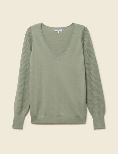 Pull manches longues vert kaki femme
